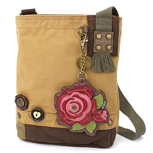 chala バッグ パッチ カバン かわいい CHALA Handbags Brown/Olive Canvas Patch Cross-body Messenger Bags with 2020 new coin purse (Brown_Red Rose)chala バッグ パッチ カバン かわいい