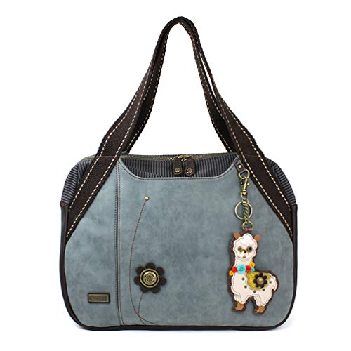 chala obO pb` Jo 킢 CHALA Large Bowling Tote Shoulder Bag with Canvas Handle and LLAMA Keyfob (LLAMA) (Indigo Blue)chala obO pb` Jo 킢