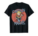 Tシャツ キャラクター ファッション トップス 海外モデル Captain Marvel Red Spot Action Pose Logo Graphic T-Shirt T-ShirtTシャツ キャラクター ファッション トップス 海外モデル