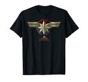 マーベル Marvel キャプテンマーベル 胸のシンボルマーク 半袖Tシャツ キッズ6-6x 【日本サイズ110-120相当】 ブラック ファッション トップス アメリカ