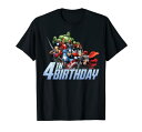 マーベル Marvel アベンジャーズ 4歳の誕生日 半袖Tシャツ キッズ6-6x 【日本サイズ110-120相当】 ブラック ファッション トップス アメリカ