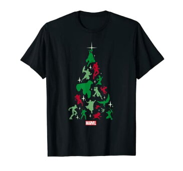 【送料無料】マーベル Marvel アベンジャーズ ガーディアンズオブギャラクシー クリスマスツリー 半袖Tシャツ レディース【Sサイズ】ブラック ファッション トップス アメリカ