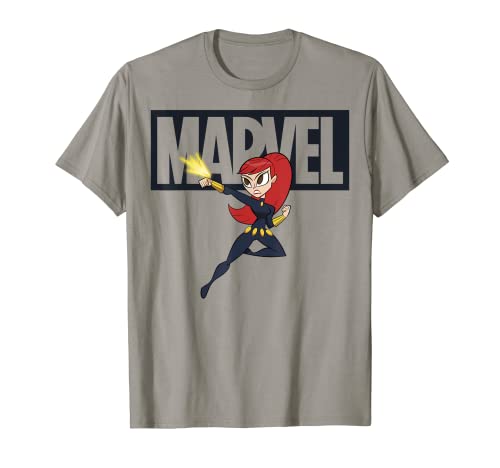 Tシャツ キャラクター ファッション トップス 海外モデル Marvel Black Widow Chibi Action Pose Logo Outline T-ShirtTシャツ キャラクター ファッション トップス 海外モデル