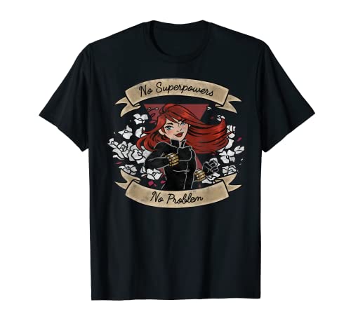 Tシャツ キャラクター ファッション トップス 海外モデル Marvel Black Widow No Superpowers No Problem Portrait T-ShirtTシャツ キャラクター ファッション トップス 海外モデル