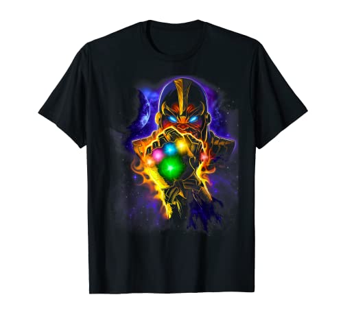 Tシャツ キャラクター ファッション トップス 海外モデル Marvel Thanos Powerful Glowing Infinity Ga..