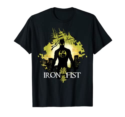 Tシャツ キャラクター ファッション トップス 海外モデル Marvel Iron Fist Blackout Silhouette Cityscape Glow T-Shirt T-ShirtTシャツ キャラクター ファッション トップス 海外モデル