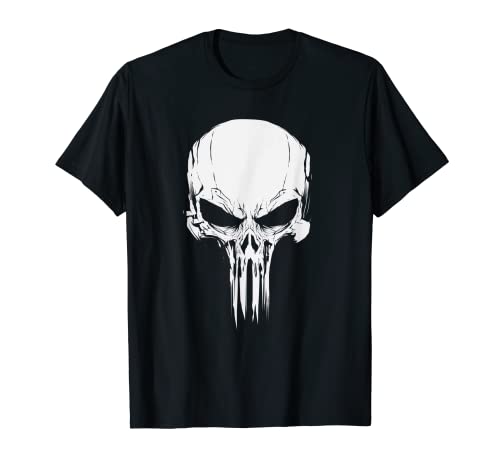 Tシャツ キャラクター ファッション トップス 海外モデル Marvel The Punisher Classic Skull White Logo T-ShirtTシャツ キャラクター ファッション トップス 海外モデル