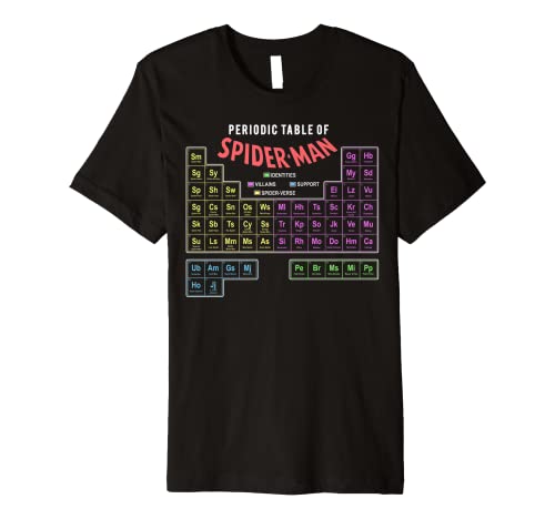 Tシャツ キャラクター ファッション トップス 海外モデル Marvel Periodic Table Of Spider-Man Premiu..