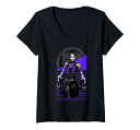 Tシャツ キャラクター ファッション トップス 海外モデル Womens Marvel Black Panther Shuri Warrior Princess Striped Portrait V-Neck T-ShirtTシャツ キャラクター ファッション トップス 海外モデル