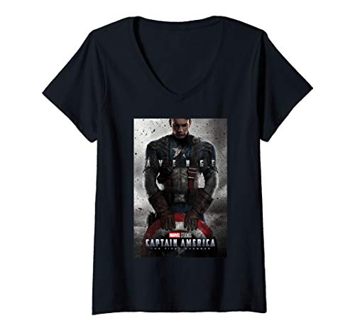 Tシャツ キャラクター ファッション トップス 海外モデル Marvel Captain America The First Avenger Movie Poster V-Neck T-ShirtTシャツ キャラクター ファッション トップス 海外モデル