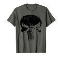 Tシャツ キャラクター ファッション トップス 海外モデル Marvel Punisher Black Paint Splatter Skull Graphic T-Shirt T-ShirtTシャツ キャラクター ファッション トップス 海外モデル