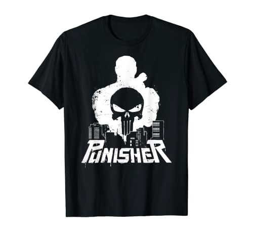 Tシャツ キャラクター ファッション トップス 海外モデル Marvel The Punisher Cityscape Silhouette Graphic T-Shirt T-ShirtTシャツ キャラクター ファッション トップス 海外モデル
