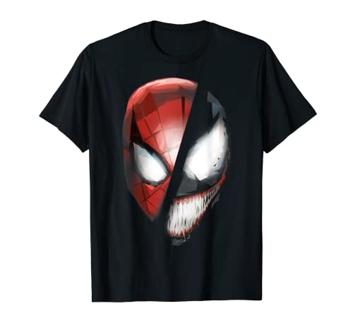 Tシャツ キャラクター ファッション トップス 海外モデル Marvel Spider-Man Venom Face Mask Split Low Poly Portrait T-ShirtTシャツ キャラクター ファッション トップス 海外モデル