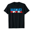 Tシャツ キャラクター ファッション トップス 海外モデル Marvel Brick Logo in Captain America Colors T-ShirtTシャツ キャラクター ファッション トップス 海外モデル