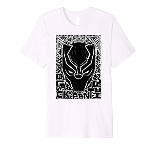 Tシャツ キャラクター ファッション トップス 海外モデル Marvel Black Panther Mask Woodcut Portrait Premium T-ShirtTシャツ キャラクター ファッション トップス 海外モデル