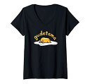 ぐでたま 半袖Tシャツ Vネック レディース 【Sサイズ】 ブラック ファッション トップス アメリカ