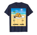 ぐでたま 夏の準備はできている 半袖Tシャツ レディース 【Sサイズ】 ネイビー ファッション トップス アメリカ