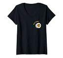 ぐでたま ハードボイルド 固ゆでたまご 半袖Tシャツ Vネック レディース 【Sサイズ】 ブラック ファッション トップス アメリカ