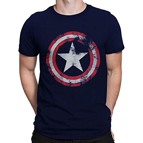 楽天angelicaTシャツ キャラクター ファッション トップス 海外モデル Marvel mens Captain America movie and tv fan t shirts, Distressed Navy, Small USTシャツ キャラクター ファッション トップス 海外モデル