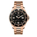 rv ACXEHb` Y 킢 ICE-WATCH - ICE Steel Rose-Gold - Wristwatch with Metal Strap, Black, Large (44 mm), Large (44 mm)rv ACXEHb` Y 킢