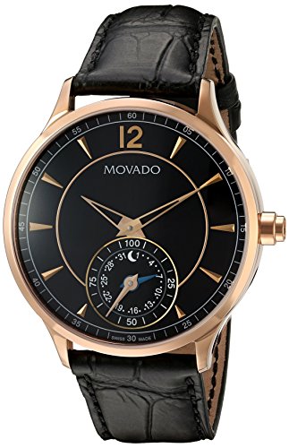 腕時計 モバード メンズ Movado Men s Swiss Quartz Gold-Tone and Leather Watch Color:Black Model: 0660009 腕時計 モバード メンズ