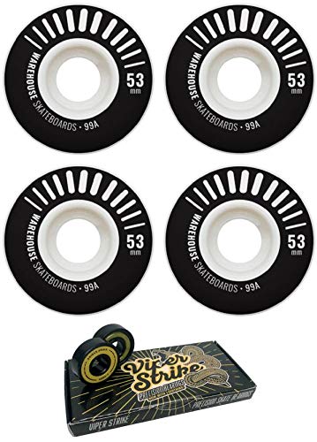 ウィール タイヤ スケボー スケートボード 海外モデル 53mm Warehouse Street Vents Black Skateboard Wheels - 99a with Viper Strike 8mm Precision ABEC 7 Skateboard Bearings - Bundle of 2 Itemsウィール タイヤ スケボー スケートボード 海外モデル