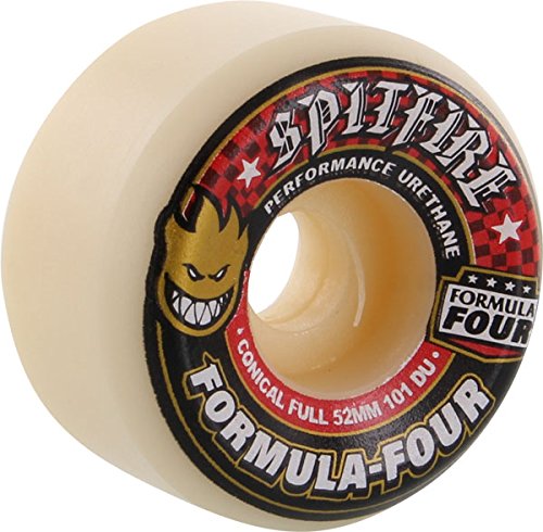   ܡ ȥܡ ǥ Spitfire Formula 4 101D Conical Full Skateboard Wheels, White with Red, 52mm  ܡ ȥܡ ǥ