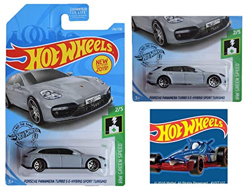 ホットウィール マテル ミニカー ホットウイール Hot Wheels 2019 Green Speed Porsche Panamera Turbo S E Hybird Sport Turismo 202/250 Gray with one Sticker Bundle (2 Items)ホットウィール マテル ミニカー ホットウイール