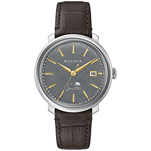 腕時計 ブローバ メンズ Bulova Mens Frank Sinatra The Best is Yet to Come Silver-Tone Stainless Steel Leather Strap Watch腕時計 ブローバ メンズ