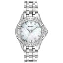 楽天angelica腕時計 ブローバ レディース Bulova Ladies' Classic Stainless Steel 3-Hand Quartz Watch, Diamond Dial and Bezel with White Mother-of-Pearl Dial Style: 96R233腕時計 ブローバ レディース