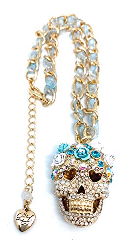 ベッツィ ジョンソン ネックレス Betsey Johnson アメリカ 日本未発売 Betsey Johnson Blue Ribbon Chain - Crystal Sugar Skull Pendant Necklaceベッツィ ジョンソン ネックレス Betsey Johnson アメリカ 日本未発売