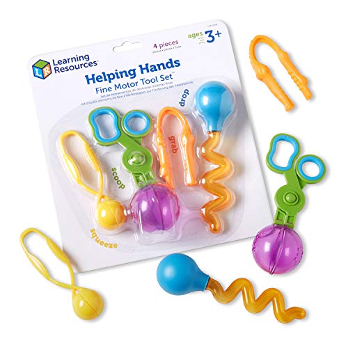 知育玩具 パズル ブロック ラーニングリソース Learning Resources Helping Hands Fine Motor Tool Set Toy - 4 Pieces, Ages 3 Fine Motor and Sensory Play Toys, Toddler Tweezers, Sensory Bin Toys知育玩具 パズル ブロック ラーニングリソース