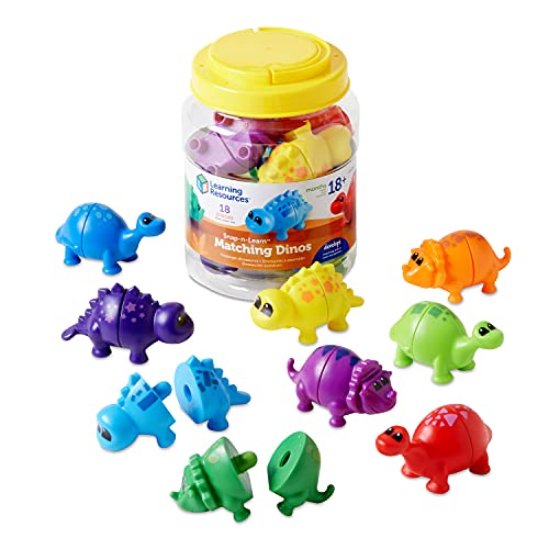 知育玩具 パズル ブロック ラーニングリソース Learning Resources Snap-n-Learn Matching Dinos - 18 Pieces, Ages 18 Months Toddler Fine Motor Toys, Counting Sorting Toy, Shape Sorting, Dinosaurs Toys, Sensor知育玩具 パズル ブロック ラーニングリソース