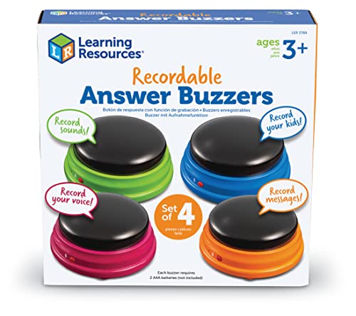 知育玩具 パズル ブロック ラーニングリソース Learning Resources Recordable Answer Buzzers - Set of 4, Ages 3 Pre-K Personalized Sound Buzzers, Recordable Buttons, Game Show Buzzers, Perfect for Family Gam知育玩具 パズル ブロック ラーニングリソース