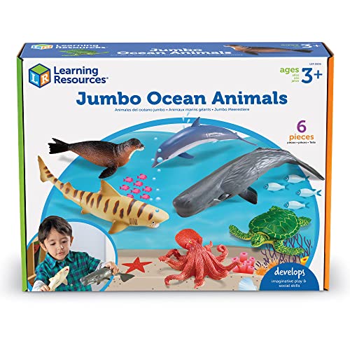 知育玩具 パズル ブロック ラーニングリソース Learning Resources Jumbo Ocean Animals - 6 Pieces, Ages 3 Toddler Learning Toys, Sea Animals Figure for Kids, Preschool Toys知育玩具 パズル ブロック ラーニングリソース