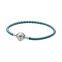 パンドラ レザーブレスレット レディース パンドラ ブレスレット チャーム アクセサリー ブランド Pandora Turquoise Braided Shell Clasp Leather Bracelet 20.5cmパンドラ ブレスレット チャーム アクセサリー ブランド