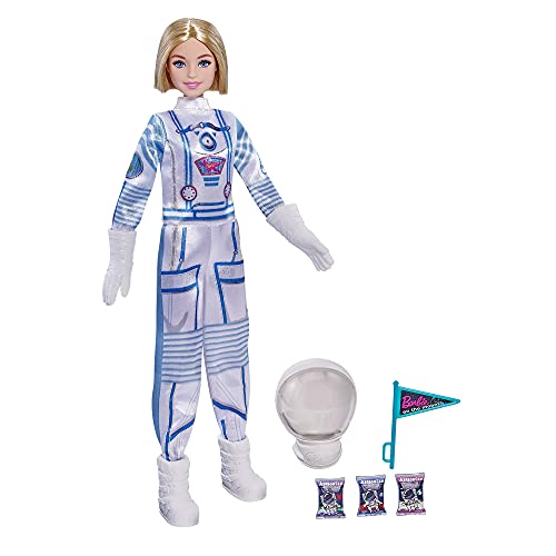 バービー バービー人形 Barbie Space Discovery Astronaut Doll, Blonde, in Spacesuit with Helmet, Gloves, Flag 3 Mini Packs of Astronaut Food (Non-Edible) for 3 to 7 Year Oldsバービー バービー人形