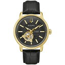 腕時計 ブローバ メンズ Bulova Men's Classic 3-Hand Automatic Leather Strap Watch, 21-jewels, Hack Feature, Luminous Hands and Markers,Open Aperture and Exhibition Case Back Style: 97A166腕時計 ブローバ メンズ(2)