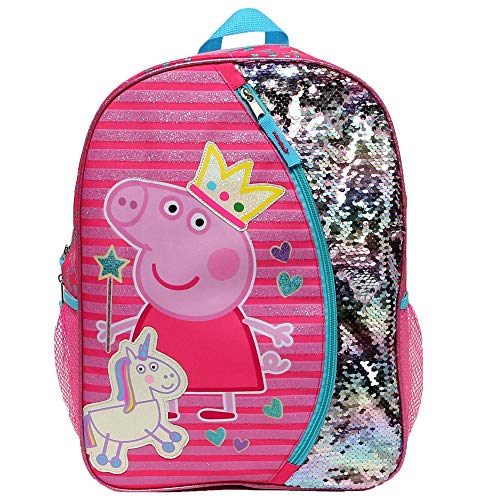 Peppa Pig ペッパピッグ アメリカ直輸入 おもちゃ Peppa Pig Backpack for Girls for Kindergarten Elementary School, 16 Inch, Flip Sequins Glitter Bookbag with Padded Back Adjustable Shoulder Straps, LiPeppa Pig ペッパピッグ アメリカ直輸入 おもちゃ