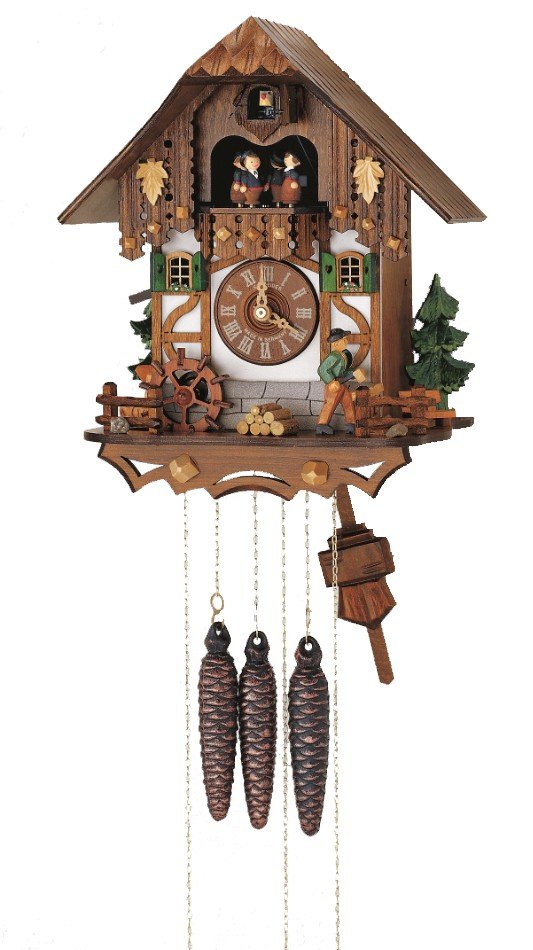 å ƥꥢ ɳݤ ǥ ꥫ Anton Schneider Cuckoo Clock Black Forest House with Moving Wood Chopper and Mill Wheelå ƥꥢ ɳݤ ǥ ꥫ