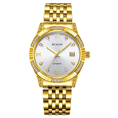 腕時計 ビンルン メンズ BINLUN Men Watches with Easy Read Dial Simple and Stylish Gold Plated Automatic Mechanical Wrist Watch for Men腕時計 ビンルン メンズ