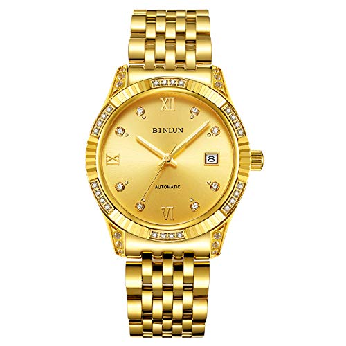 腕時計 ビンルン メンズ BINLUN Men Watches with Easy Read Dial Simple and Stylish Gold Plated Automatic Mechanical Wrist Watch for Men腕時計 ビンルン メンズ