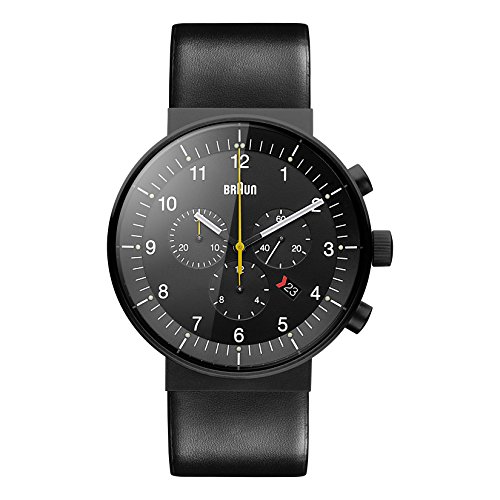 腕時計 ブラウン メンズ Braun Men's Quartz Watch with Black Dial Analogue Display and Black Leath..