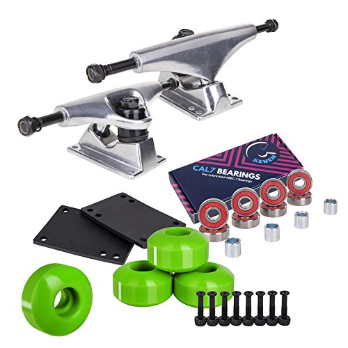 トラック スケボー スケートボード 海外モデル 直輸入 Cal 7 Skateboard Package, Complete Combo Set with 5.5 Inch Quality Aluminum Trucks, 52mm 100A Wheels, Bearings & Hardware (Green)トラック スケボー スケートボード 海外モデル 直輸入 1