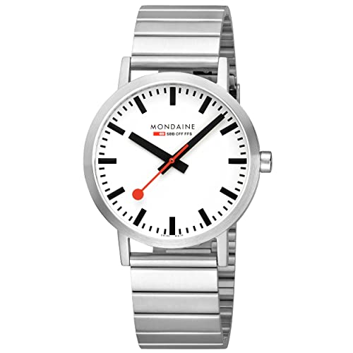 モンディーン 腕時計 モンディーン 北欧 スイス メンズ Mondaine Classic Official Swiss Railways Watch | White/Metal Bracelet腕時計 モンディーン 北欧 スイス メンズ