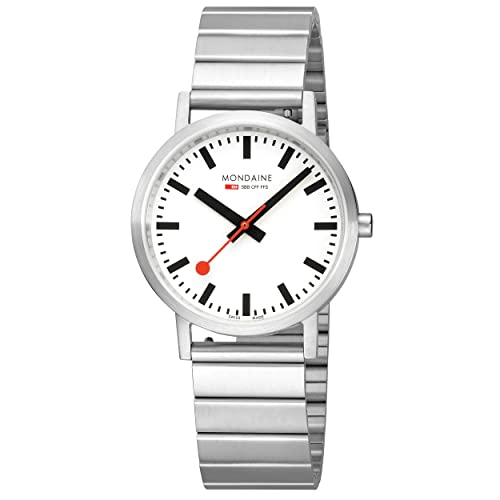 モンディーン 腕時計 モンディーン 北欧 スイス メンズ Mondaine Classic Official Swiss Railways Watch | White/Metal Bracelet腕時計 モンディーン 北欧 スイス メンズ