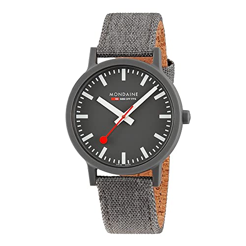 モンディーン 腕時計 モンディーン 北欧 スイス メンズ Mondaine Official Swiss Railways Essence Watch | 41 mm Dark Grey Recycled Textile with Cork Lining MS1.41180.LH腕時計 モンディーン 北欧 スイス メンズ