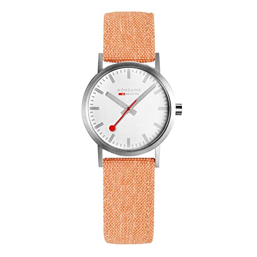 モンディーン 腕時計 モンディーン 北欧 スイス メンズ Mondaine - Classic Official Swiss Railways Watch - White/Orange - Made in Switzerland腕時計 モンディーン 北欧 スイス メンズ