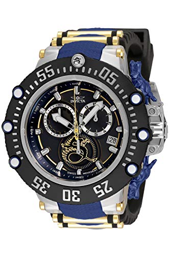 腕時計 インヴィクタ インビクタ サブアクア メンズ Invicta Men's Subaqua 52mm Silicone and Stainless Steel Chronograph Quartz Watch, Blue/Gold, 33644腕時計 インヴィクタ インビクタ サブアクア メンズ