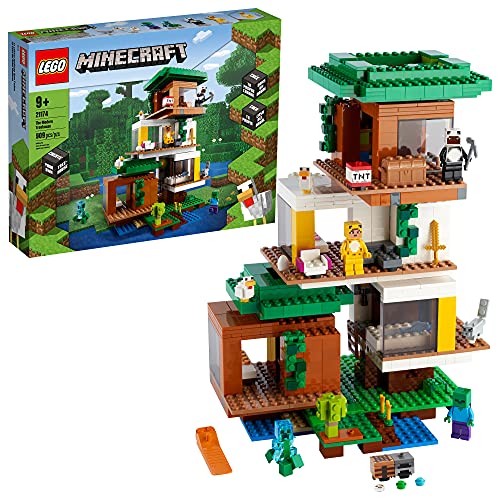 S }CNtg LEGO Minecraft The Modern Treehouse 21174 Giant Treehouse Building Kit Playset; Fun Toy for Minecraft-Gaming Kids; New 2021 (909 Pieces)S }CNtg
